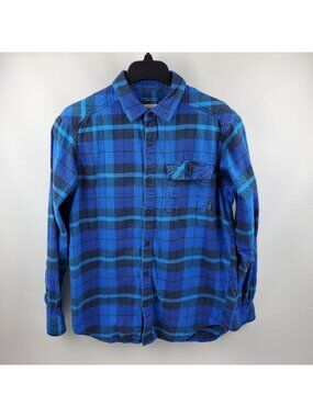 Columbia Shirt Omni-Wick Mens Plaid Button Up Long Sleeve Blue Small Cotton
